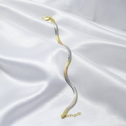 Three Tone Snake Chain Bracelet
