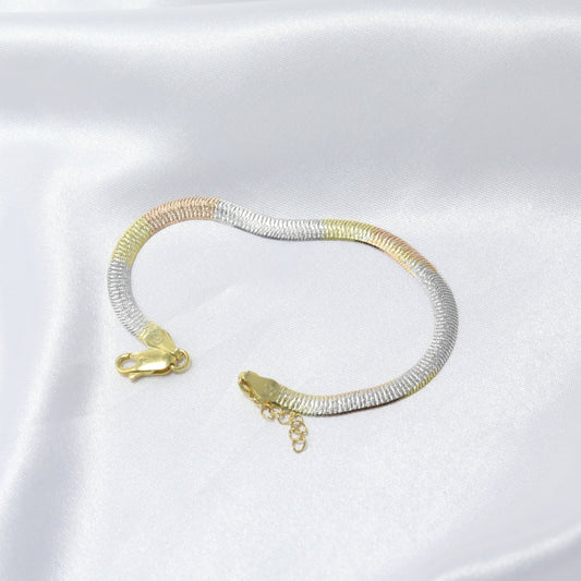 Three Tone Snake Chain Bracelet
