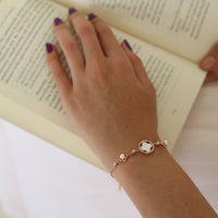Graceful Bloom: Mother of Pearl Silver Bracelet