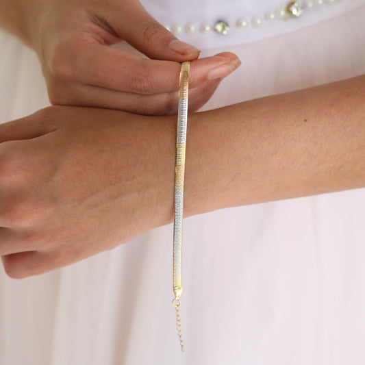 Three Tone Snake Chain Bracelet