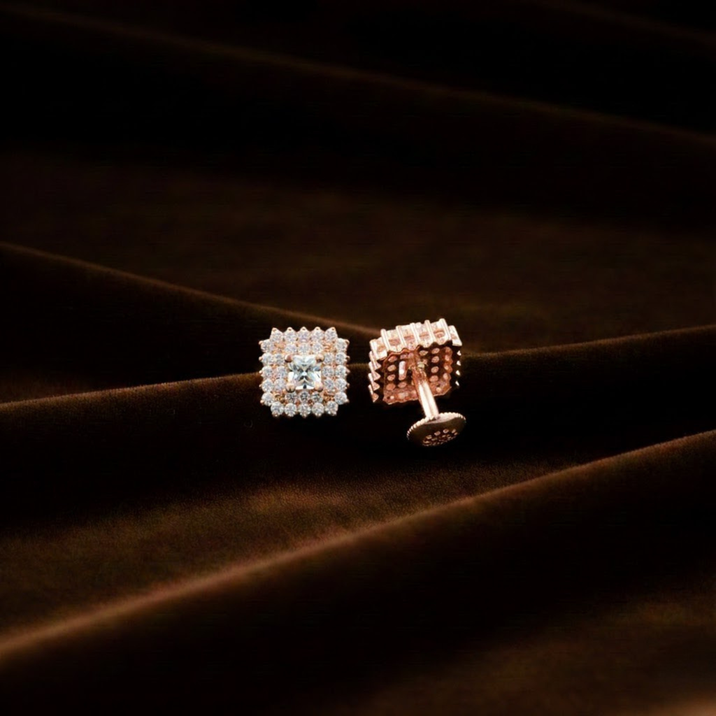 SQUARE HALO PENDANT SET