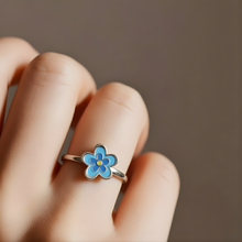 Load image into Gallery viewer, Blue Blossom Kids&#39; Silver Ring