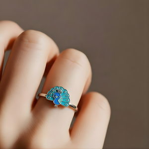Peacock Charm Kids' Silver Ring