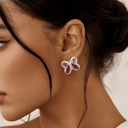 Rose Flutter Butterfly Stud Earrings
