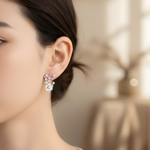 Pink Frost Bloom Earrings