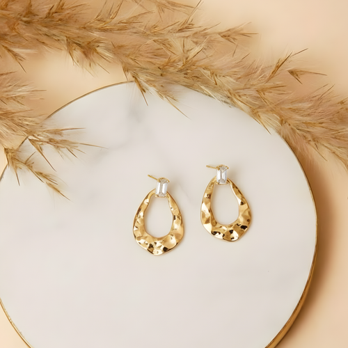 Sculpted Gold Drop Earrings
