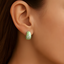 Load image into Gallery viewer, Emerald Swirl Hoops