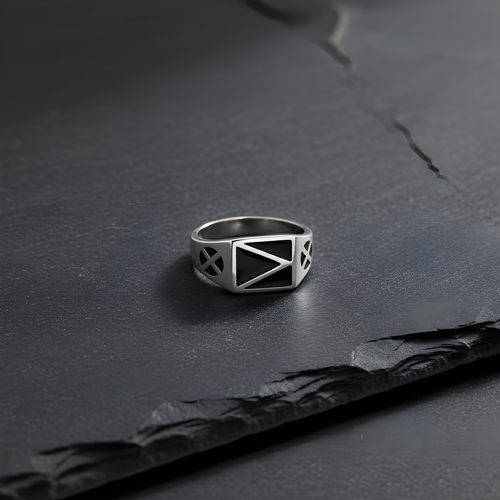 Geometric Onyx Signet Ring