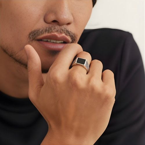 Bold Black Square ring