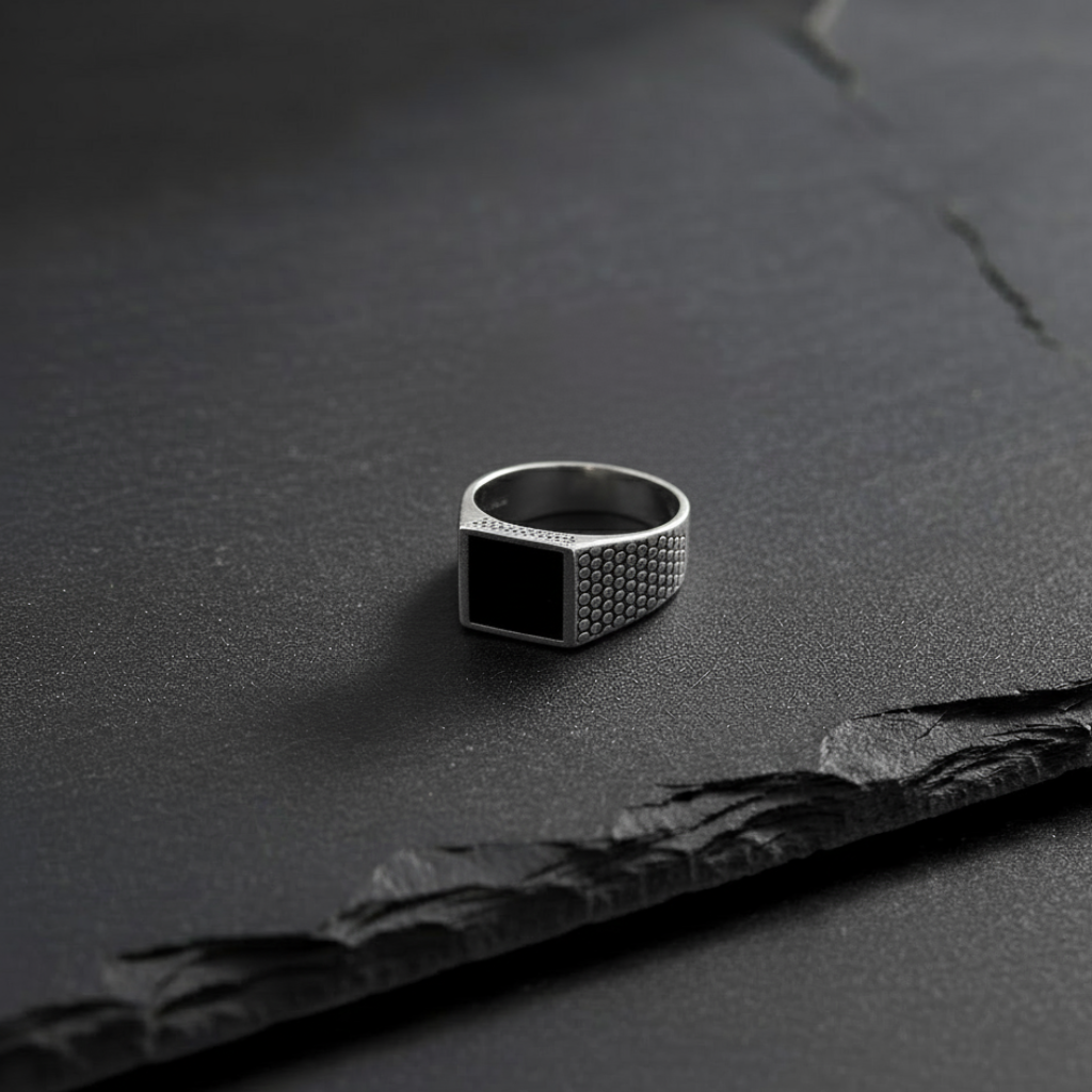Bold Black Square ring