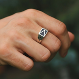 Geometric Onyx Signet Ring