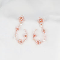 Rosé Bloom Pearl Hoop Earrings