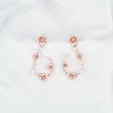 Rosé Bloom Pearl Hoop Earrings