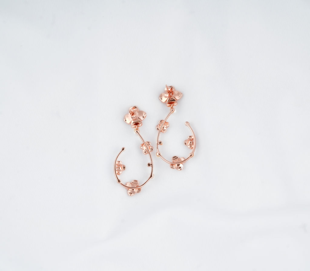 Rosé Bloom Pearl Hoop Earrings