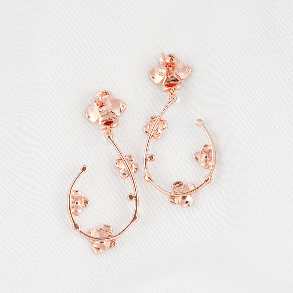 Rosé Bloom Pearl Hoop Earrings