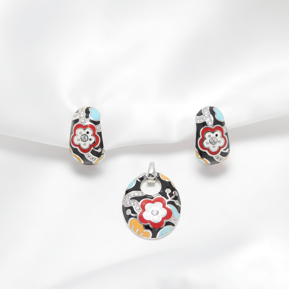 Midnight Bloom Pendant Set