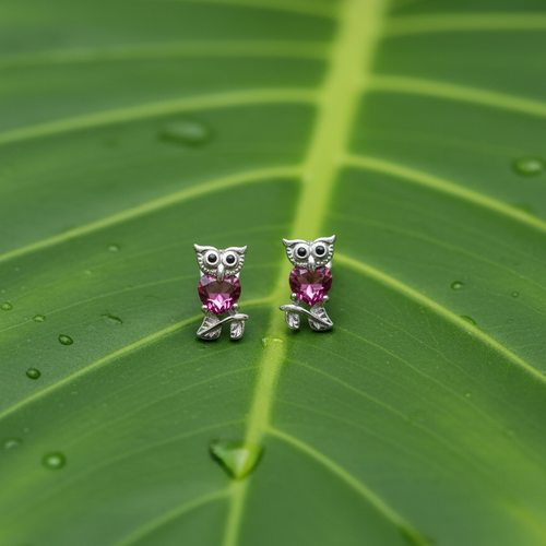 Ruby Owl Studs