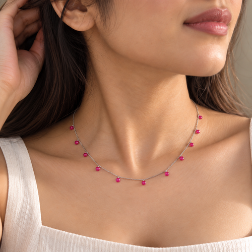 Gulabi Noor Pink Charm Silver Chain